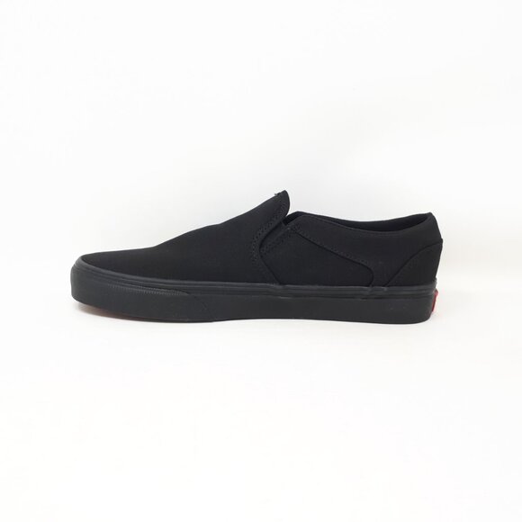 Vans Asher Canvas All Black Slip-On Classic Skate Shoe Sneaker Womens Size 9.5 - Picture 2 of 12